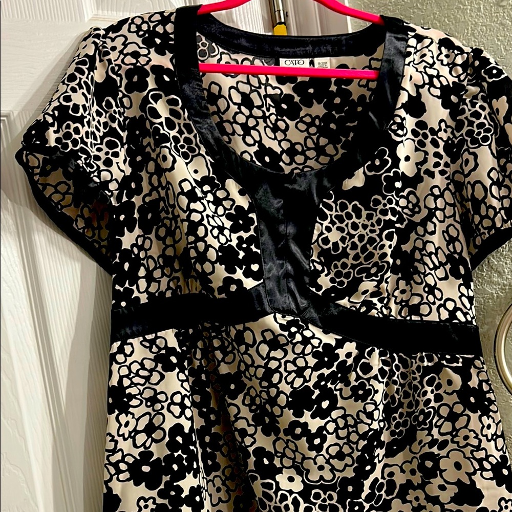 Cato Black and Cream Floral Blouse